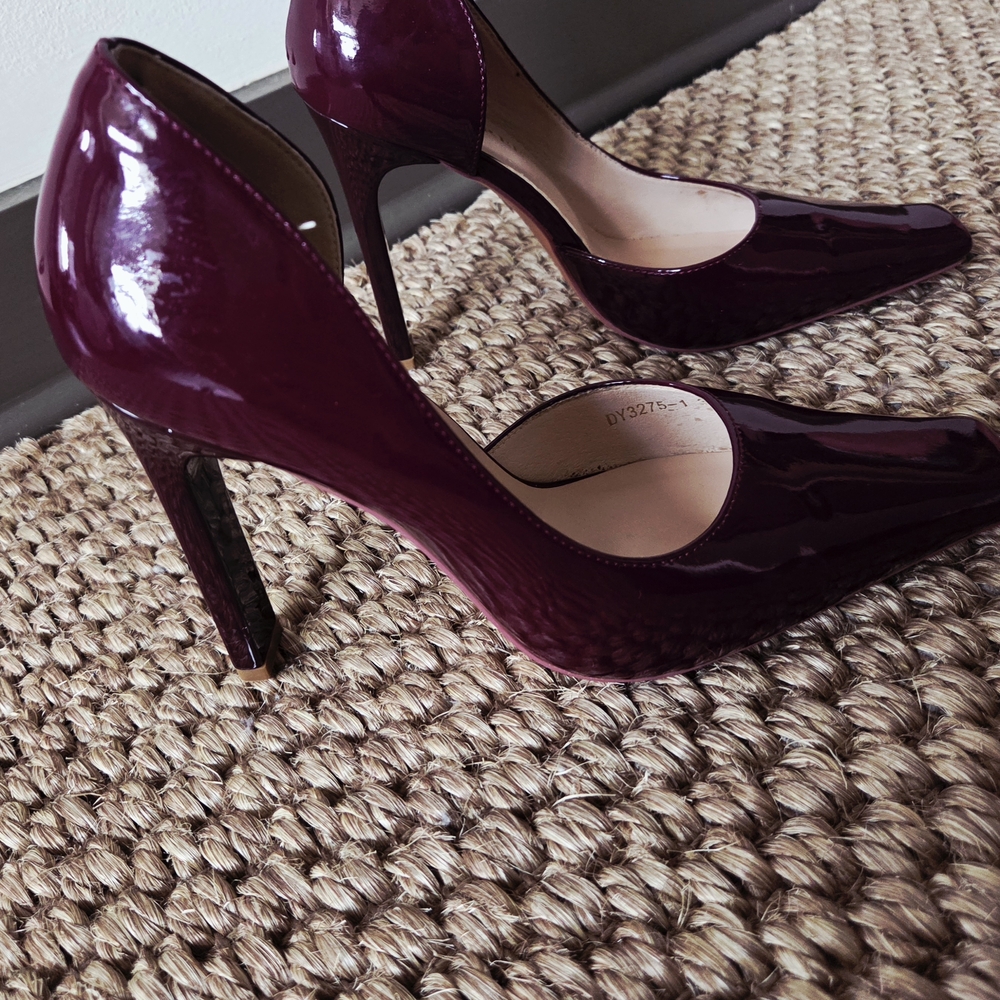 Chic Burgundy Patent Leather Heels